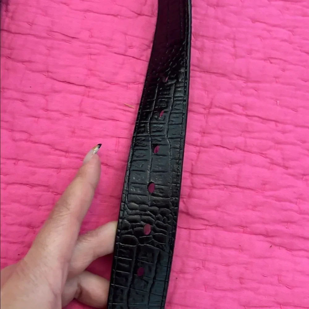 Black Crocodile Pattern  leather Belt, L 48 inch
